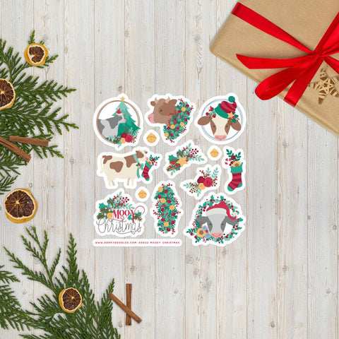 Christmas Cow Stickers Sheet