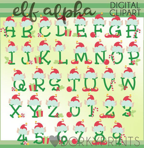 Christmas Elf Alphabet Clipart