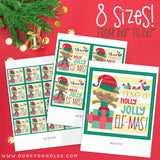 Christmas Elf Labels for Mini Pizza Box and Gifts - Printables - Dorky Doodles