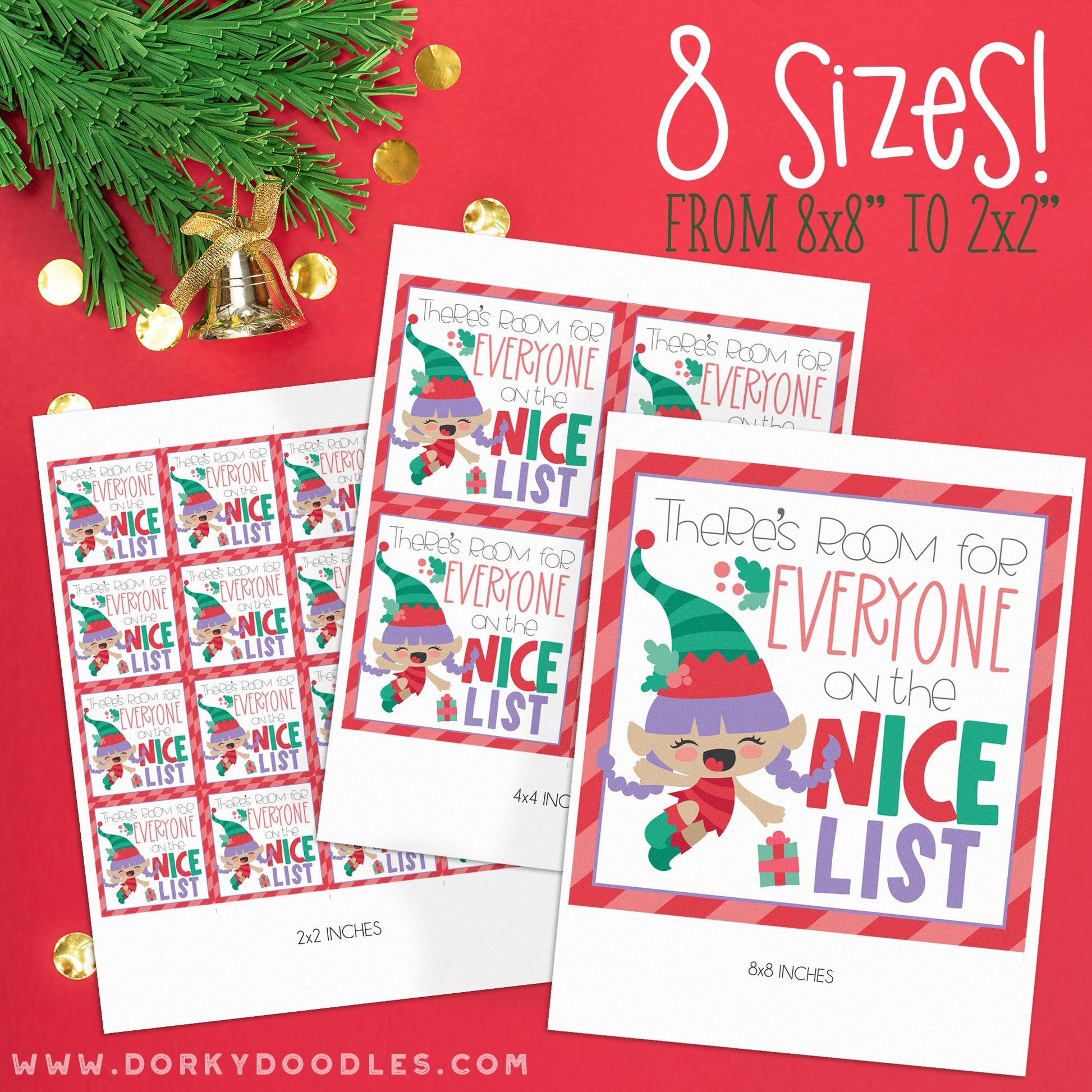 Christmas Elf Labels for Mini Pizza Box and Gifts - Printables - Dorky Doodles