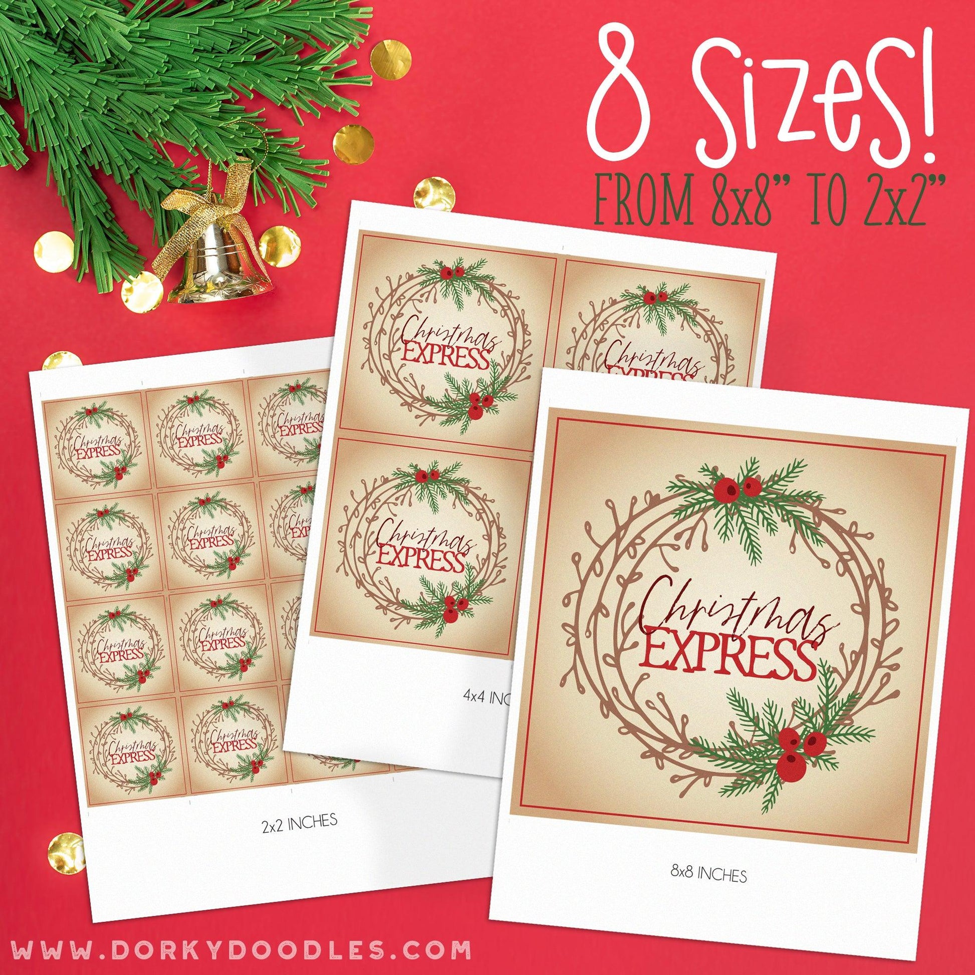 Christmas Express Labels for Mini Pizza Box and Gifts - Printables - Dorky Doodles