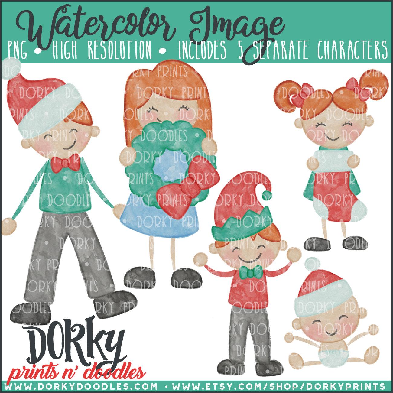Christmas Family Members Watercolor PNG