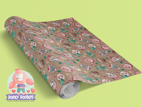 Christmas Farm Animals Wrapping Paper