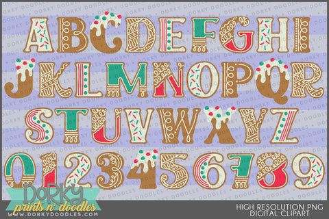 Christmas Gingerbread Alphabet Clipart - Dorky Doodles