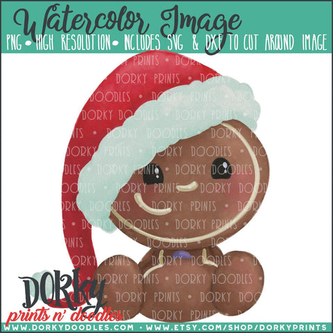 Christmas Gingerbread Baby Watercolor PNG