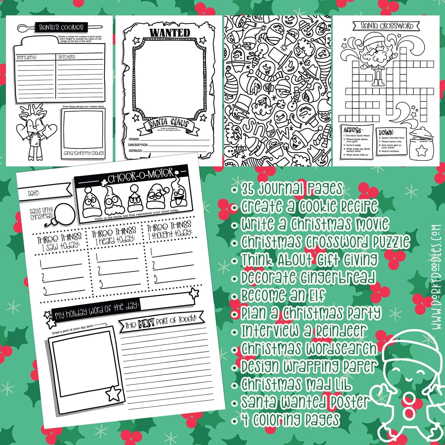 Christmas Journal and Activity Book for Kids - Learning Printables - Dorky Doodles