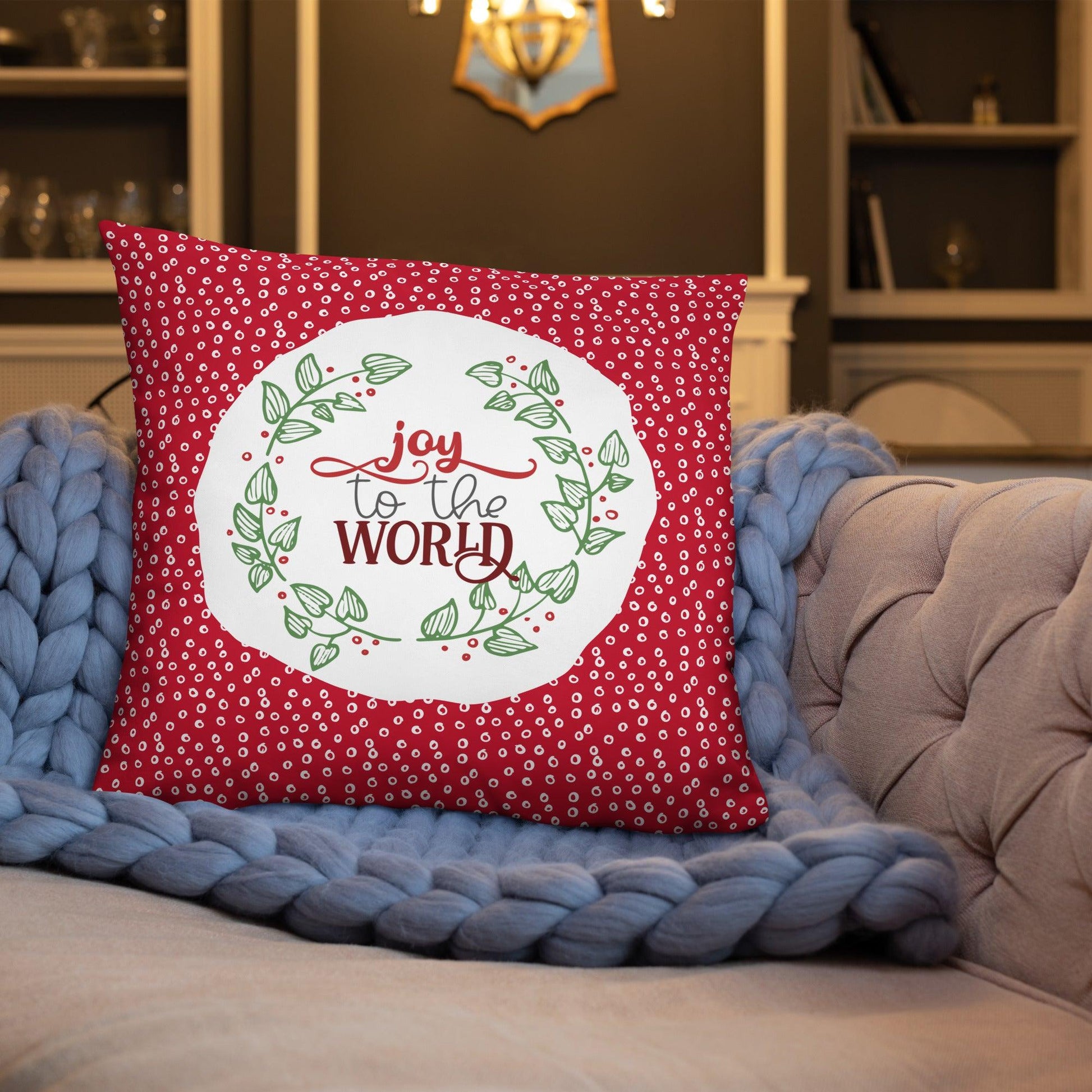 Christmas Pillow - Joy to the World - Two Sizes - Dorky Doodles