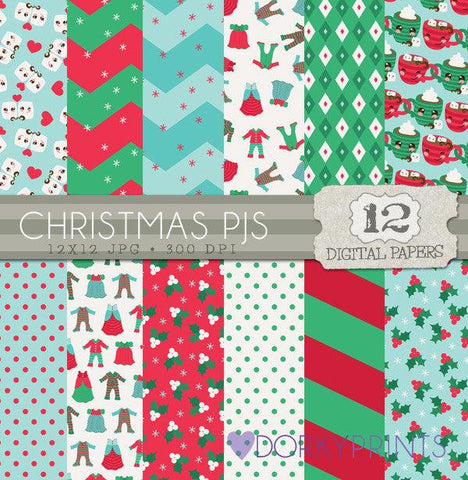 Christmas PJs Digital Paper Pack