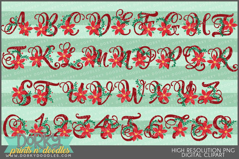 Christmas Poinsettia Alphabet Clipart
