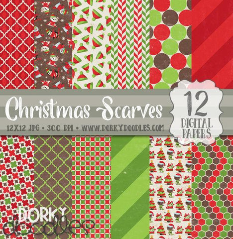 Christmas Scarves Digital Paper Pack