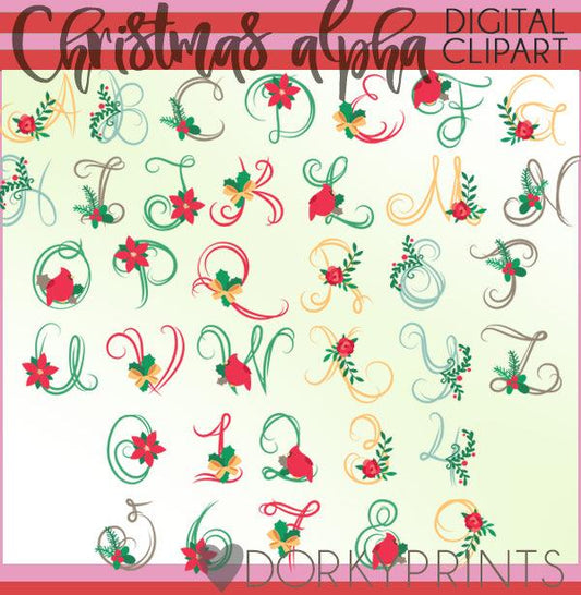 Christmas Script Alphabet Clipart