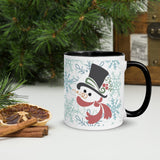Christmas Snowman Mug with Black Handle - Dorky Doodles