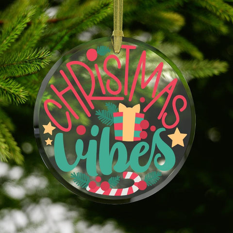 Christmas Vibes Glass Ornament