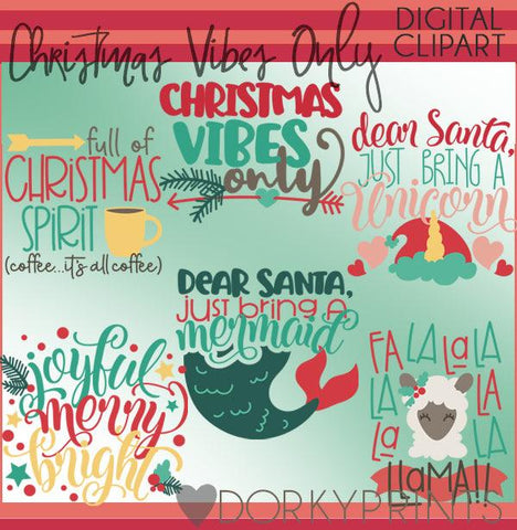 Christmas Vibes Only Wordart Christmas Clipart
