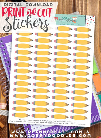 Chubby Pencil Print and Cut Planner Stickers