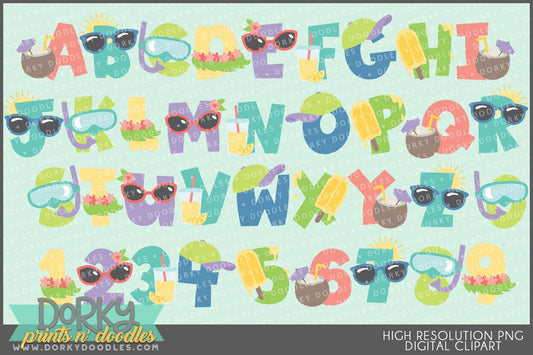 Chunky Summer Alphabet Clipart