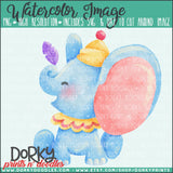 Circus Elephant Watercolor PNG