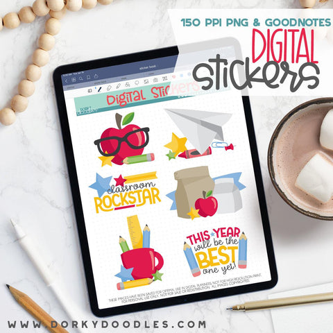 Classroom Rockstar Digital Planner Stickers - Dorky Doodles