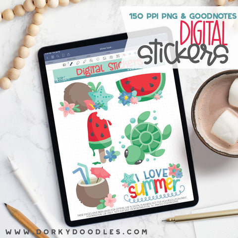 Coconut and Watermelon Digital Planner Stickers