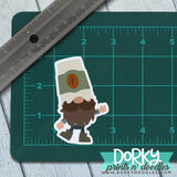 Coffee Gnome Large Waterproof Sticker - Dorky Doodles