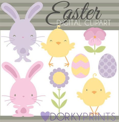 Colored Easter Bunnies Spring Clipart