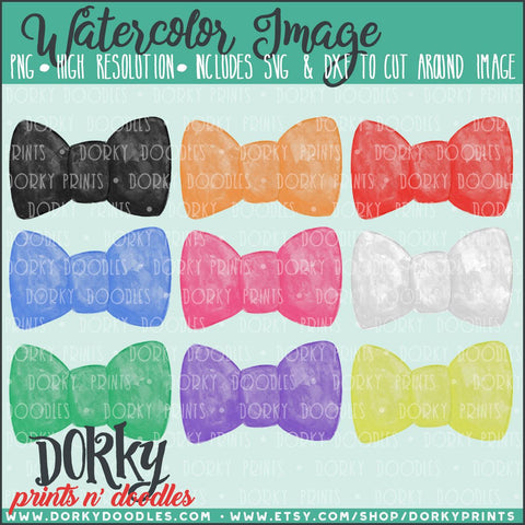 Colorful Bows Watercolor PNG