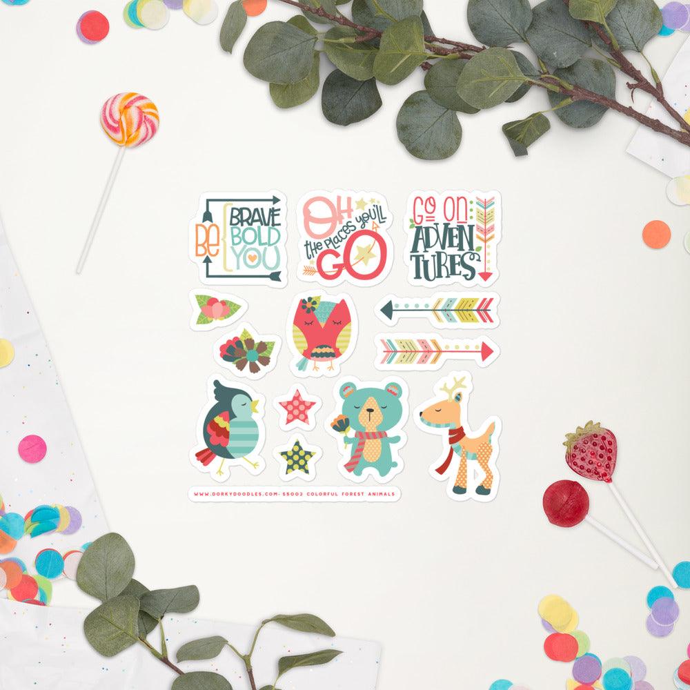 Colorful Forest Animals Sticker Sheet