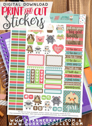 Country Girl Print and Cut Planner Stickers