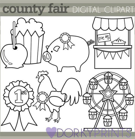 County Fair Black Line Summer Clipart