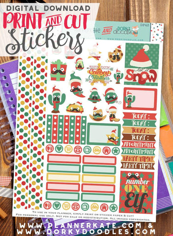 Cowboy Christmas Print and Cut Planner Stickers