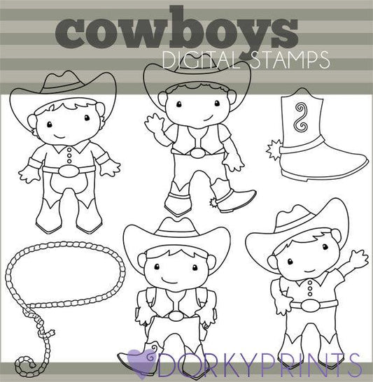 Cowboys Blackline Kid Clipart