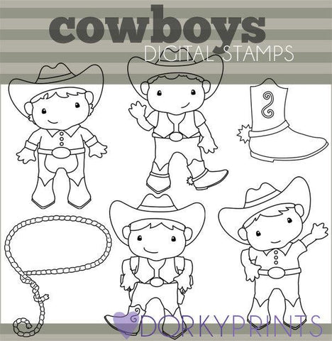 Cowboys Blackline Kid Clipart
