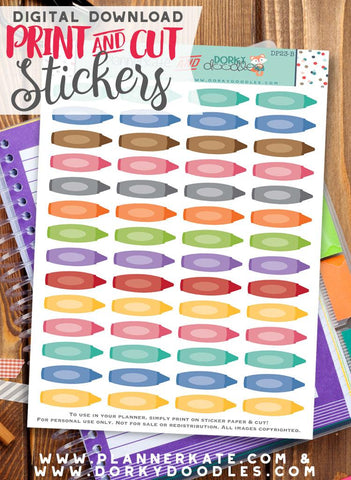 Crayon Print and Cut Planner Stickers