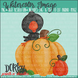 Crow and Pumpkins Watercolor PNG