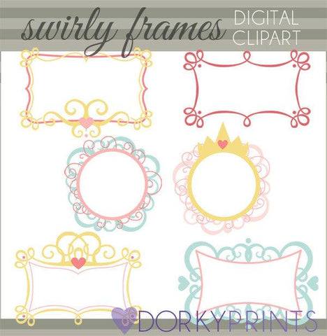 Crowns and Swirls Clipart Frames