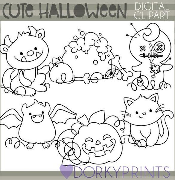 Black And White Cute Halloween Clip Art