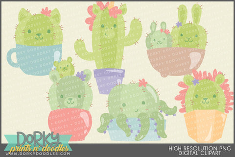 Cute Cactus Animals Clipart