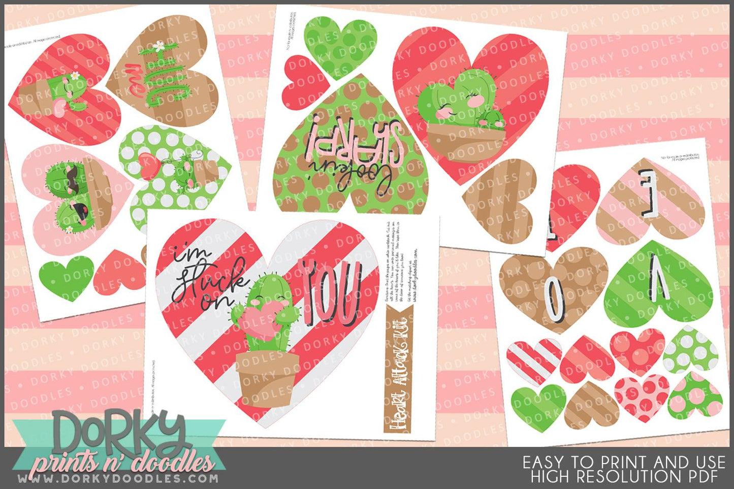 Cute Cactus Valentine "Heart Attack" Holiday Printables