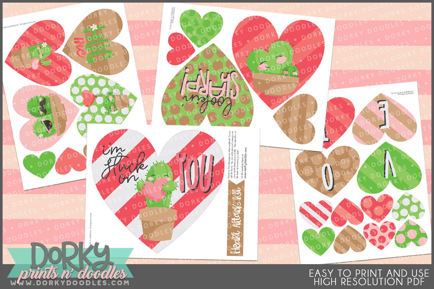 Cute Cactus Valentine "Heart Attack" Holiday Printables