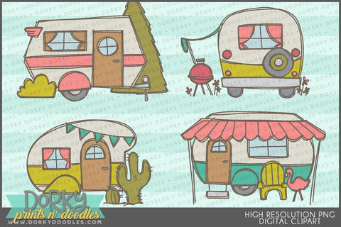 Cute Camper Clipart - Dorky Doodles