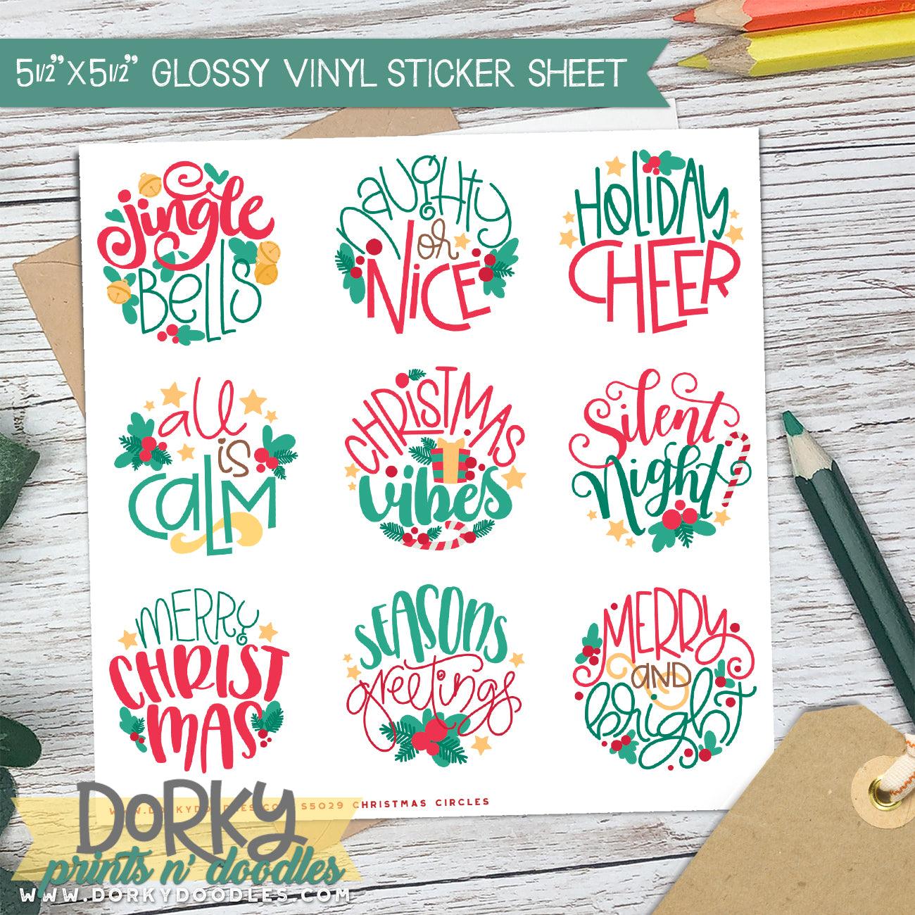 Cute Christmas Circle Stickers Sheet