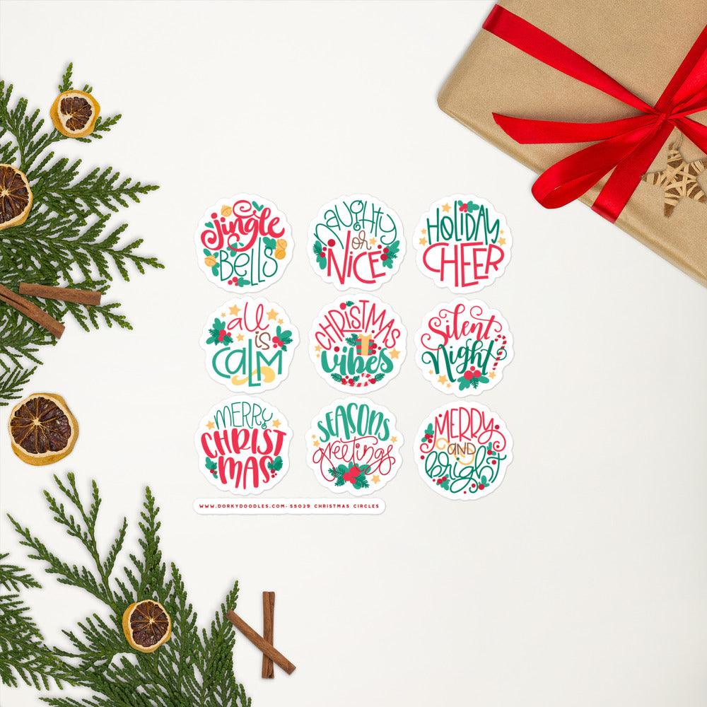 Cute Christmas Circle Stickers Sheet