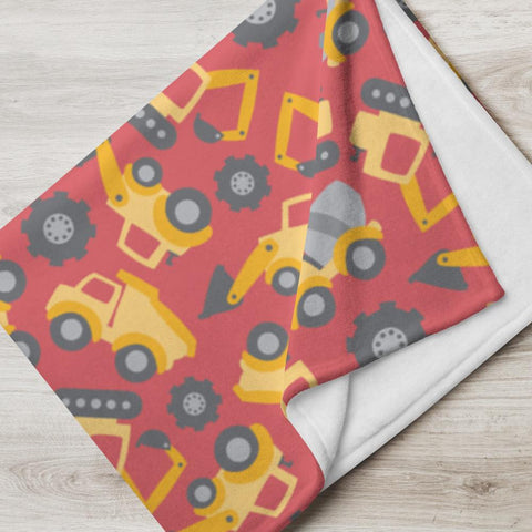 Cute Construction Vehicles Throw Blanket