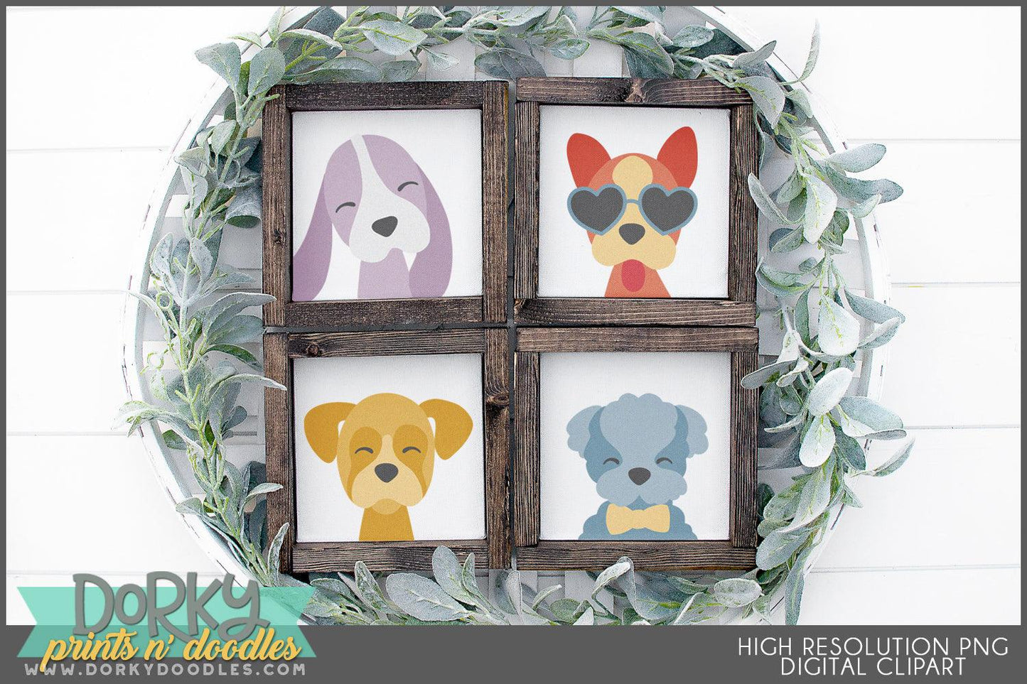 Cute Dog Faces Animals Clipart - Dorky Doodles