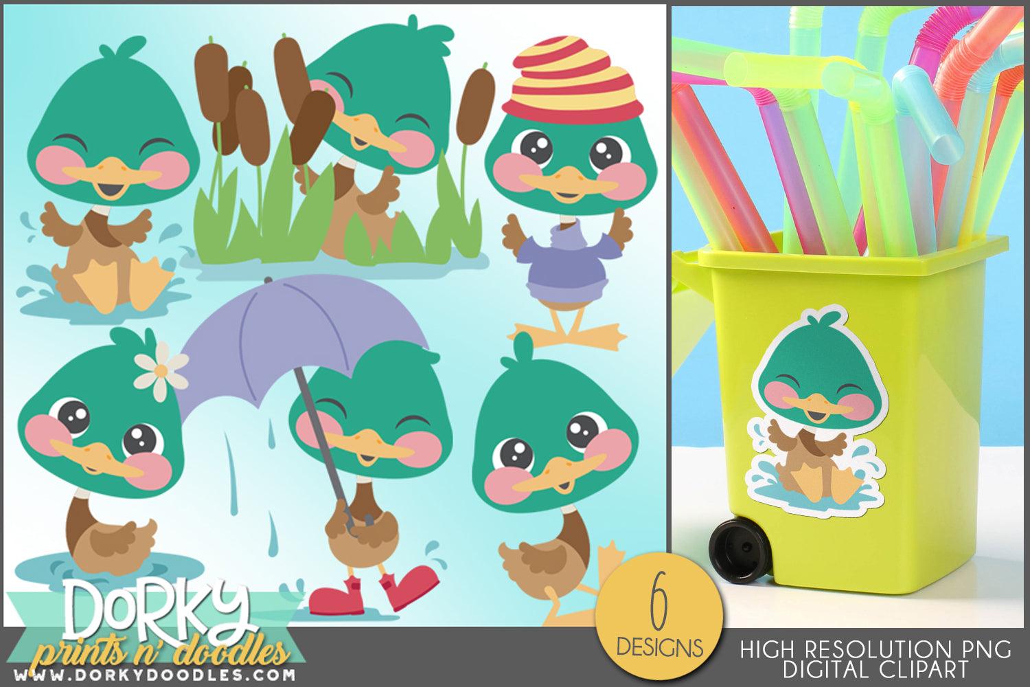 Cute Duck Bird Clipart - Dorky Doodles