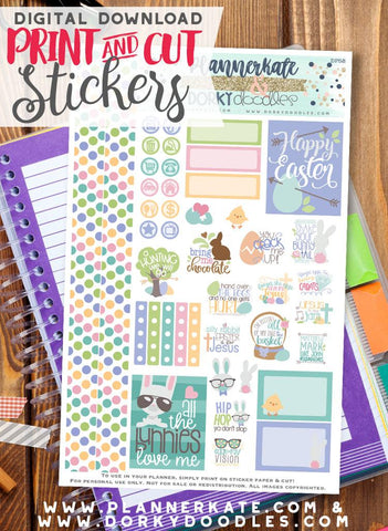 Cute Easter Print and Cut Planner Stickers