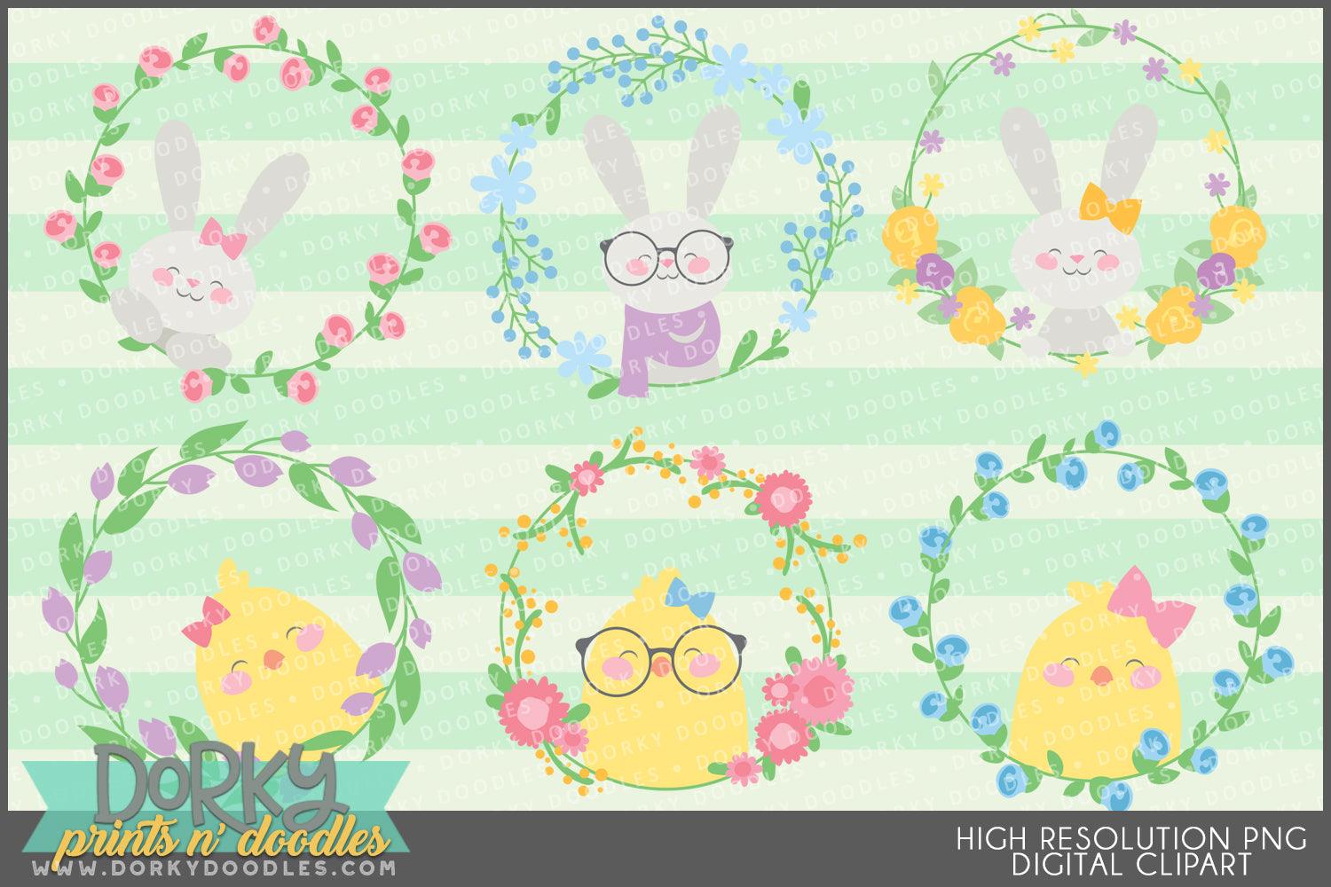 Cute Easter Wreaths Spring Clipart