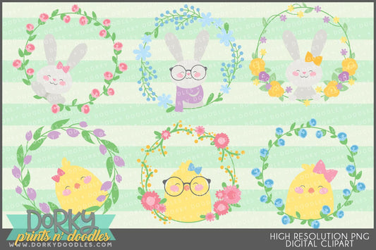 Cute Easter Wreaths Spring Clipart