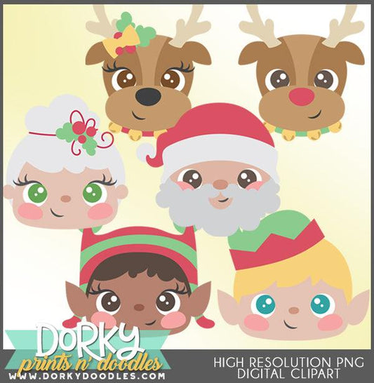 Cute Faces Christmas Clipart