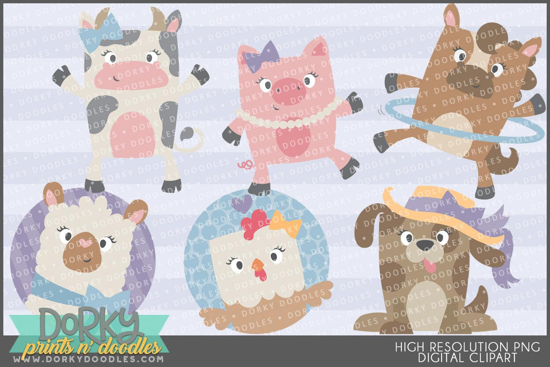 Cute Farm Animals Clipart – Dorky Doodles